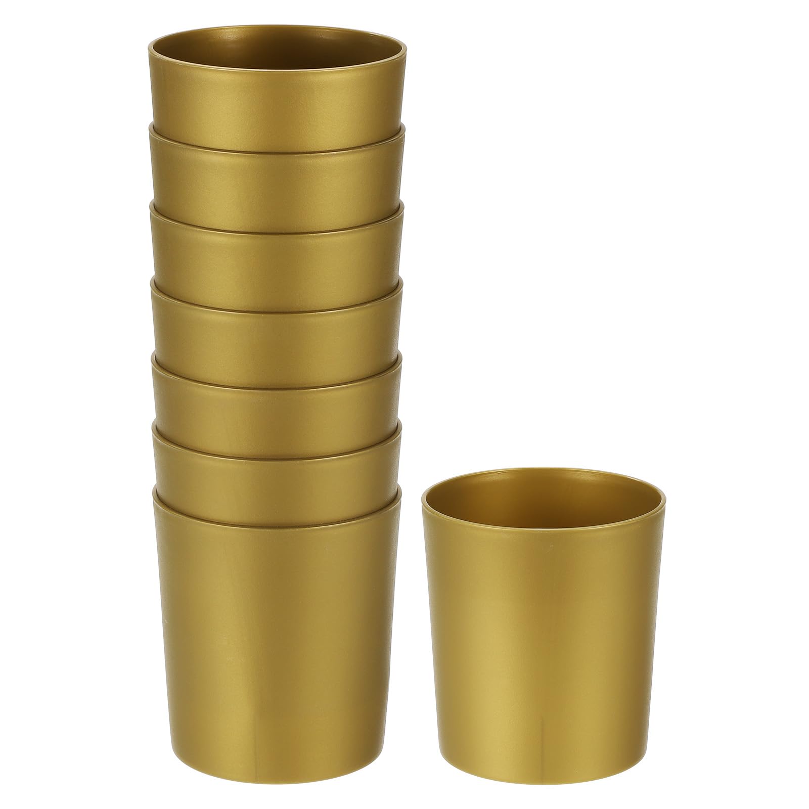 M METERXITY 8-Pack Plastic Plant Pots, 4 Inch Plastic Planters Round Flower Planter Containers Flower Pots for Indoor/Outdoor/Garden, Plant Holder [Gold Tone]