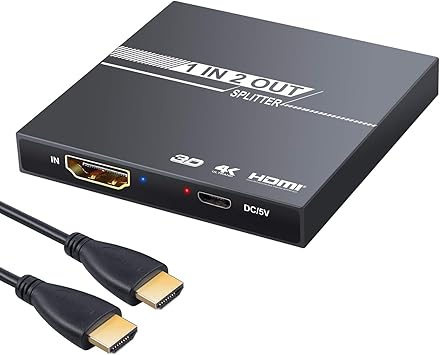 hdmi splitter duplicador hdmi 1 entrada 2 salidas ultra hd 4k x 2k distribuidor de senal hdmi 1x2 compatible con 3d 1080p hdcp con cable hdmi para