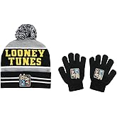Looney Tunes Striped Youth Pom Beanie and Gloves Set