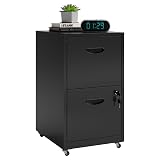 Polup 2 Drawer File Cabinet on Wheels, Mobile Two Drawer Filing Cabinet with Lock, Small Rolling Files Cabinets for Under Desk, Metal Filing Cabinets for Letter Size Folders - Assembly Required