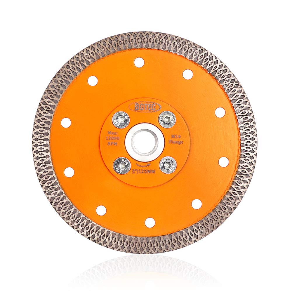 BGTEC Diamond Porcelain Saw Blades,125mm/5 Inch X Mesh Turbo Tiles Blades with Arbor M14 Flange for Porcelain Tile Granite Marbles Cutting Disc