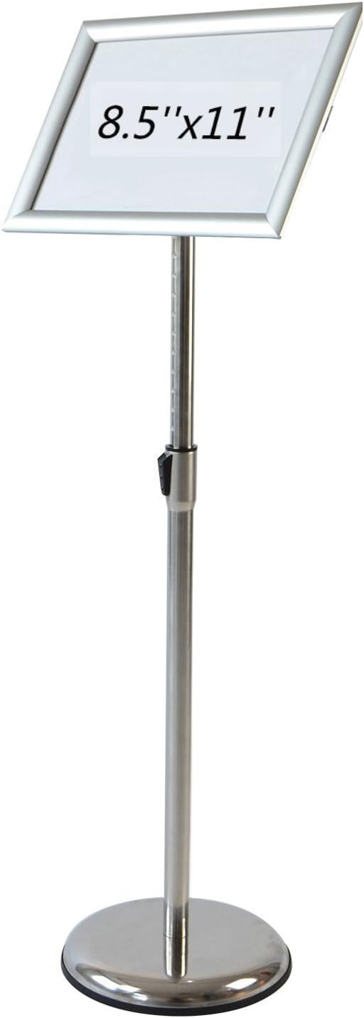 Pedestal Display Sign Stand Sign Holder Floor Stand w/Telescoping Post & Easy Open Poster Frame for 8.5x11 inches Paper Size, Both Vertical and Horizontal View (8.5x11 inch) : Office Products