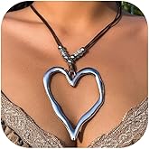 JAVARNV Chunky Heart Necklace Gold Statement Necklace Puffy Heart Pendant Jewelry Set Statement Jewelry for Women Trendy Fashion Accessories
