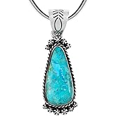 Turquoise Pendant Necklace Sterling Silver 925 (Sterling Silver Pendant with 20" Stainless Chain)