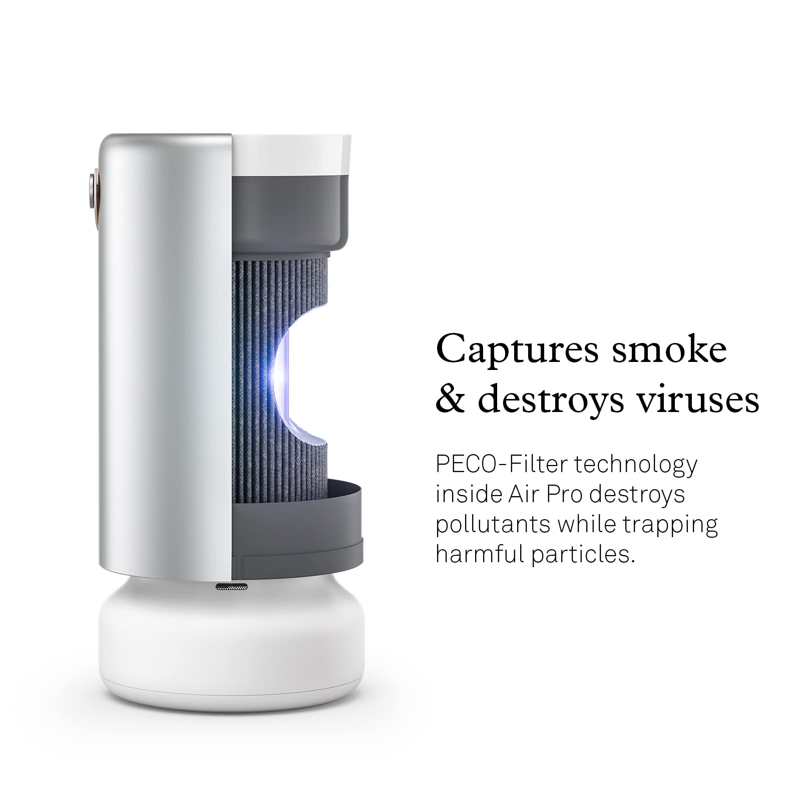 Molekule Air Pro Air Purifier for Large Rooms up to 1000sq. ft. with PECO Technology, Compatible with Alexa, Eliminates Smoke, Mold, Bacteria & Other Pollutants for Clean Air – Silver