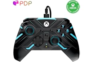 PDP REMATCH GLOW Advanced Wired Controller - Xbox Series X|S, Xbox One, & Windows 10/11 PC: Titan Steel (Blue, Glow in the Da