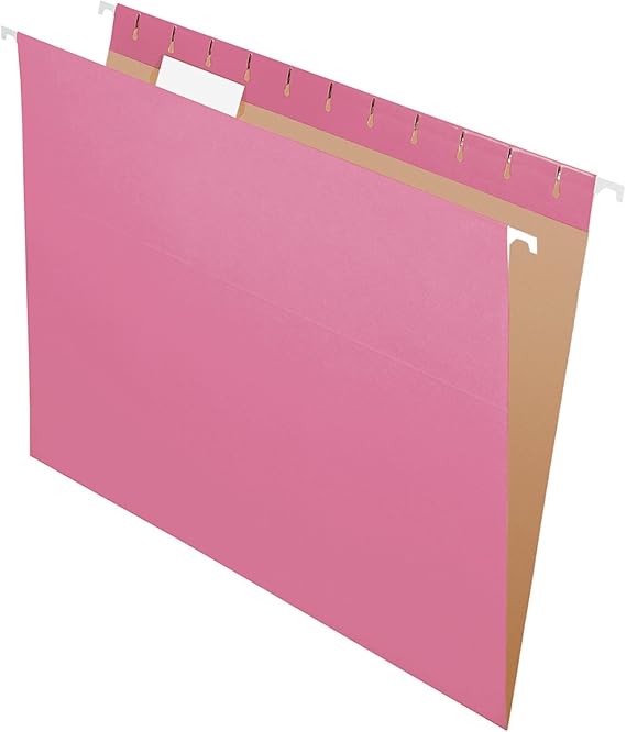 Pendaflex Essentials Hanging Folders, Letter Size, Pink, 25 per Box