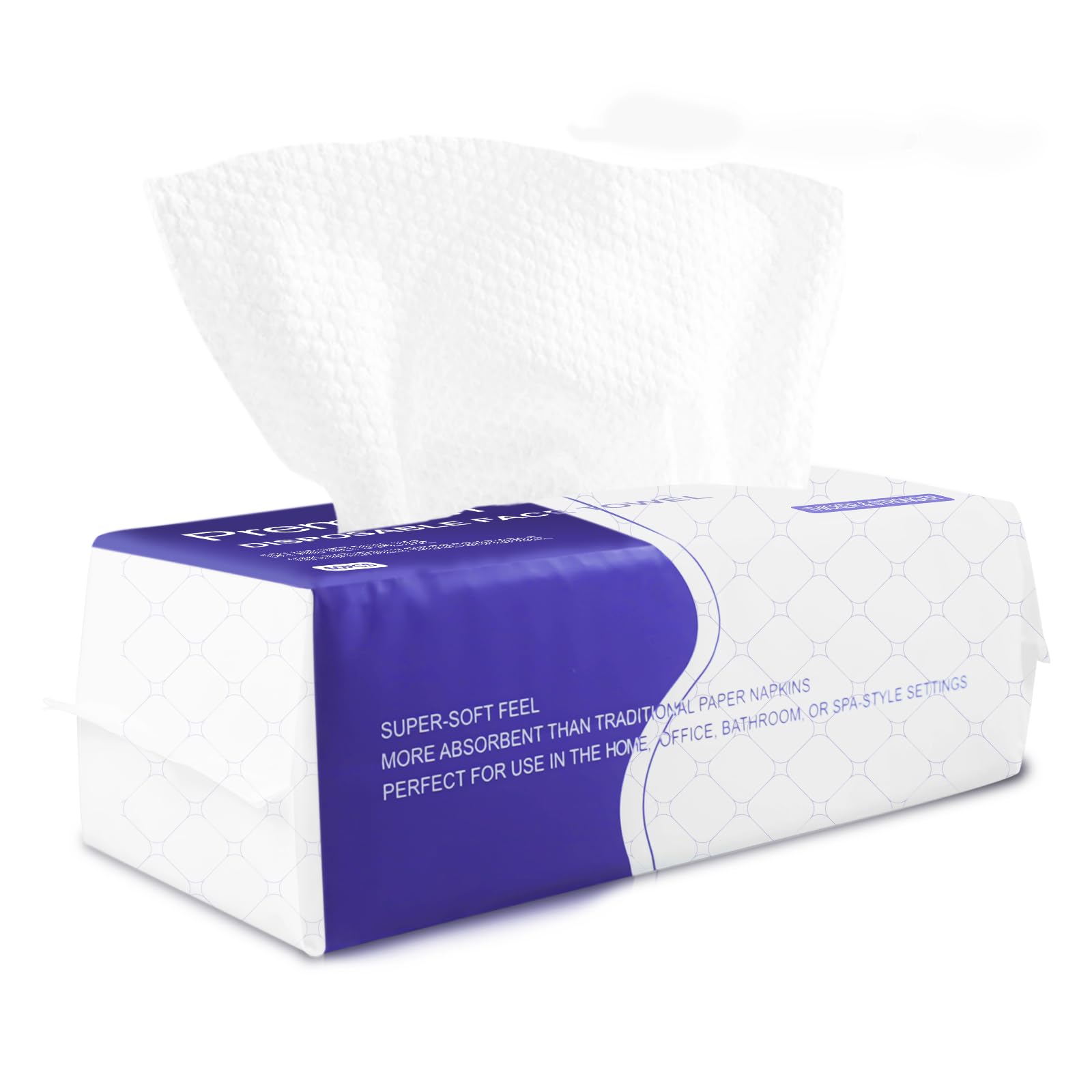 Disposable Face Towel 60 Count Cotton Tissue Dry Face Wipes Face Cloths for Women, Ultra Soft CleanTowels for Washing Face, Makeup Removing 20x20cm (Pearl Pattern)