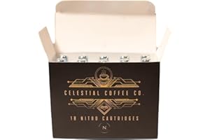 CELESTIAL COFFEE CO. 10 Pcs Nitrogen Cartridges for Nitroflow, N2 Cartridges for Nitro Cold Brew Coffee Infusers, Non - Threaded, 2g Nitrogen Gas