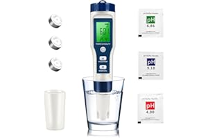 MIKOSORU 5 in 1 TDS Meter PH Tester, 0.01 High Accuracy Digital PH Meter for Water, PH/TDS/EC/Salt/Temp Tester, PPM Meter Water Tester for Drinking Water, Hydroponics, Plants, Aquarium and Pool