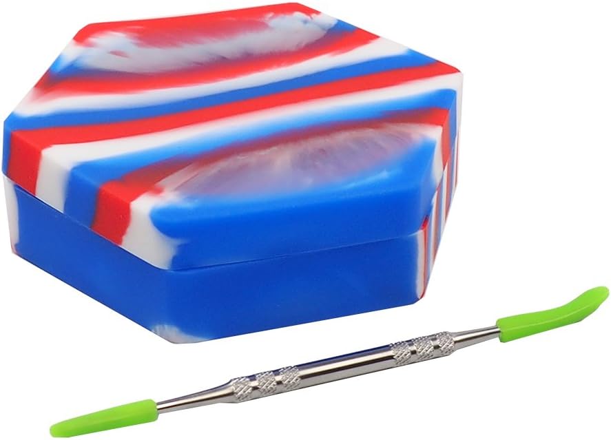 YHSWE Large Hexagon 110ml Silicone Non-stick Concentrate Storage Container 1 Piece Red/Blue/White
