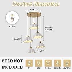 Fulesi Vintage White Ceramic Pendant Light 5-Light