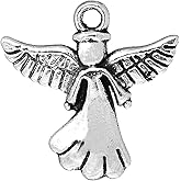JGFinds Angel Charm Pendants - 30 Pack of Silver Religious Charms, DIY Jewelry Making Supplies, Small 3/4 Inch Metal with Outstretched Wings for Bracelet, Necklace or Crafts