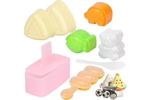 Ajerg Spam Musubi Mold, Sushi Onigiri Mold Set,Kitchen Sesame Paste Maker, Non-stick Masubi Molds Kit,Butter Cheese Spam Slicer (Onigiri Mold 8PCS)