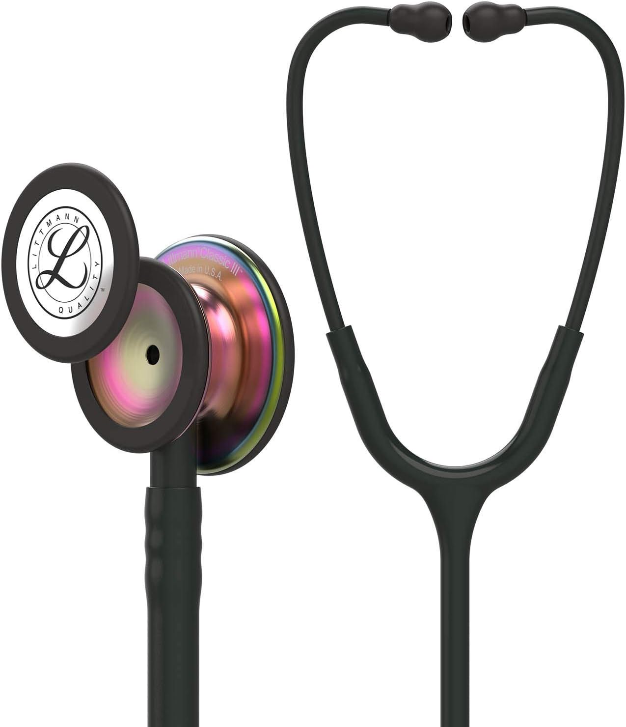 Littmann Classic III Stethoscope Rainbow-Finish Chestpiece, Black stem and Headset, Black Tube, 27 inch, 5870