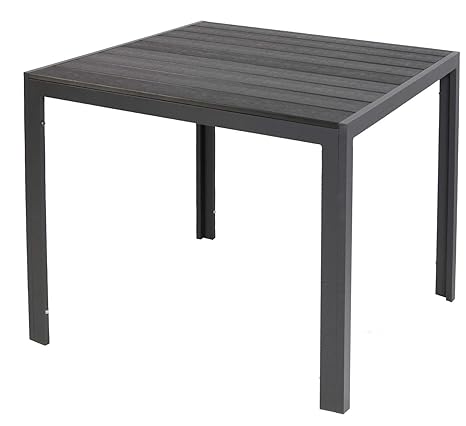 LINDER EXCLUSIV Gartentisch Aluminium Polywood Non Wood 90 x 90 cm schwarz