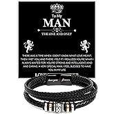 Mapileng To My Man Bracelet Gifts, Romantic Gift For Him Husband Boyfriend Sentimental, Husband Boyfriend Mens Braided Leather Love You Forever Bracelets Valentine Birthday Christmas Gifts for Him