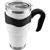 GGQ 30oz Insulated Tumbler with Handle Food-Grade 304 Stainless Steel with Lid,Straw and Cleaning Brush,Double Wall Cup for Hot & Cold Beverages,Leak-Proof Sweat-Proof Travel Coffee Cup (White)