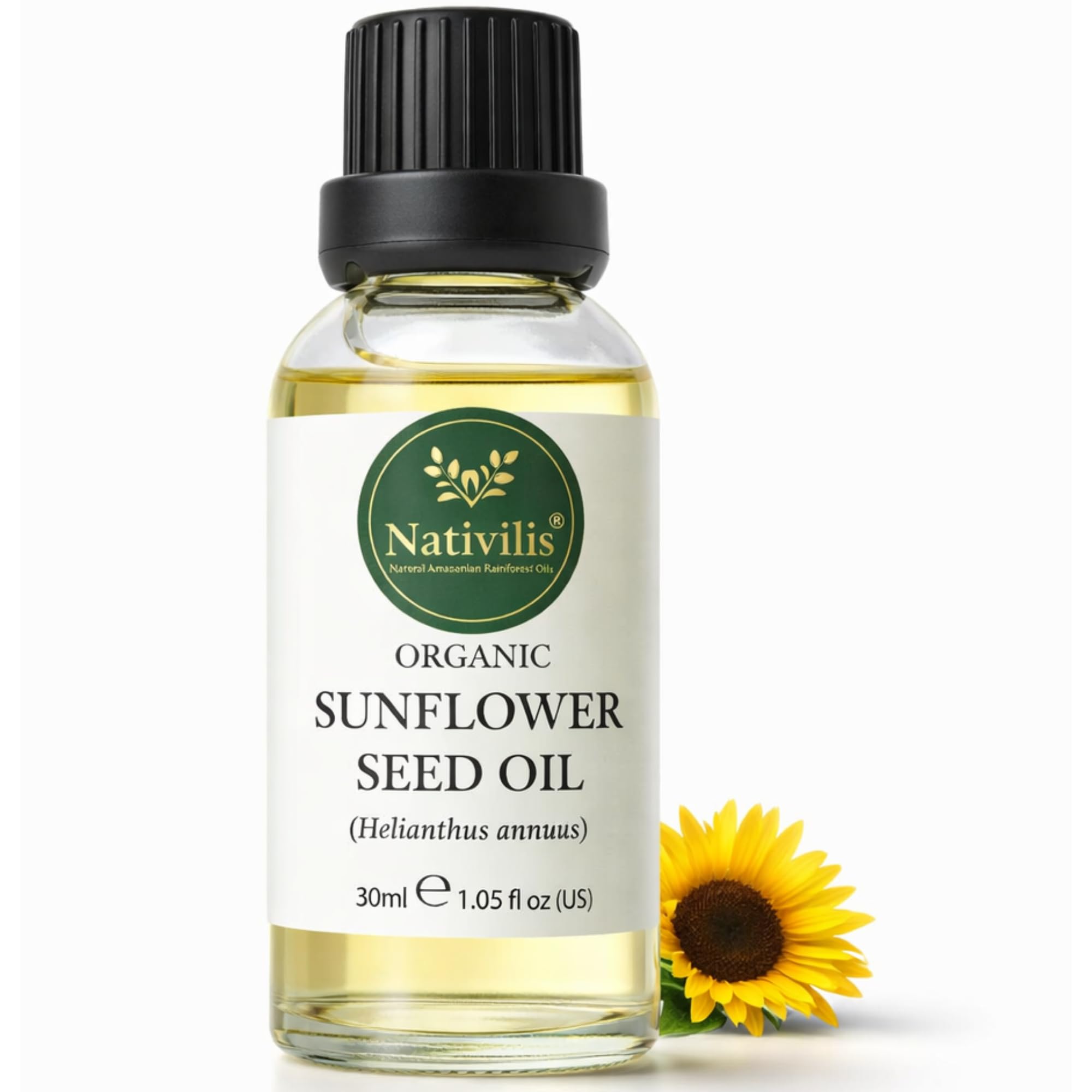 Nativilis Organic Sunflower Seed Carrier Oil (Helianthus annuus) Omega 6 Hair, Face & Skin - Natural Cold Pressed - Non-comedogenic - Promotes Moisture Retention in Skin and Hair Acne-Prone – Copaiba