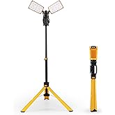 LUTEC 【Upgraded】 6290Pro 15000 Lumen 105 Watt Dual-Head LED Work Light with Telescoping Tripod, Work Light with Stand Rotating Waterproof Lamps and 8 Ft 3-Prong Power Cord