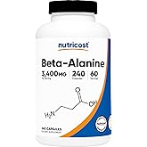 Nutricost Beta-Alanine Capsules 3400mg, 240 Capsules, 60 Servings | Potent Beta Alanine, Gluten Free &amp; GMO-Free, 850mg Per Cap