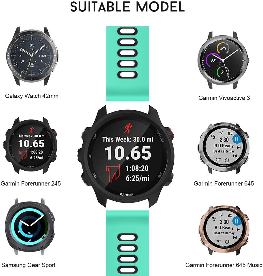 NotoCity Correa para Garmin Vivoactive 3/Forerunner 235/245/Samsung Galaxy Watch 42mm,20mm Repuesto de Correa Reloj de Silicona para Amazfit Bip ...