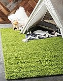 Unique Loom Solo Solid Shag Collection Modern Plush Grass Green Area Rug (5' 0 x 8' 0)