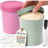 Starpack Homemade Ice Cream Containers, 1 Quart 2 Pack, Sage & Pink - Non-Toxic, Airtight Silicone Lids, BPA-Free Tubs, Rewri