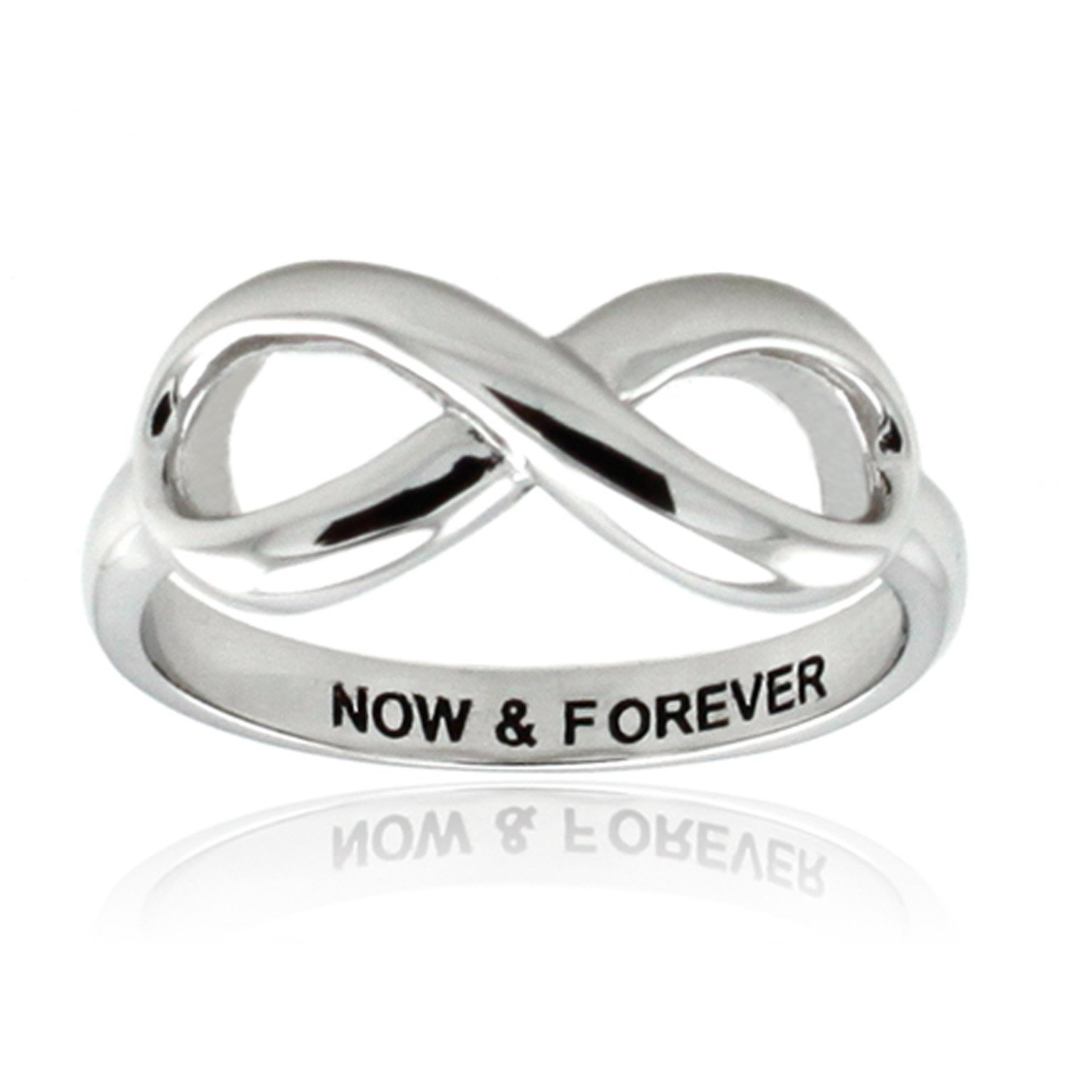 Sterling Silver Now & Forever Infinity Ring - Size T 1/2
