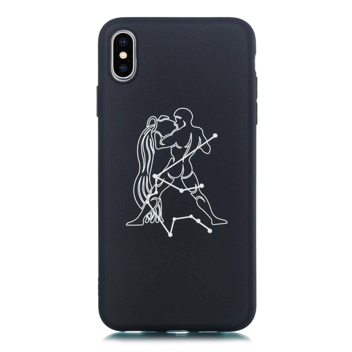 MoreChioce Compatible with iPhoneX/XS Silicona Case,Simple Pattern Personality Black Back Cover Protection Anti-Scratch Flexible TPU Bumper Case Compatible with iPhoneX/XS, Aquarius