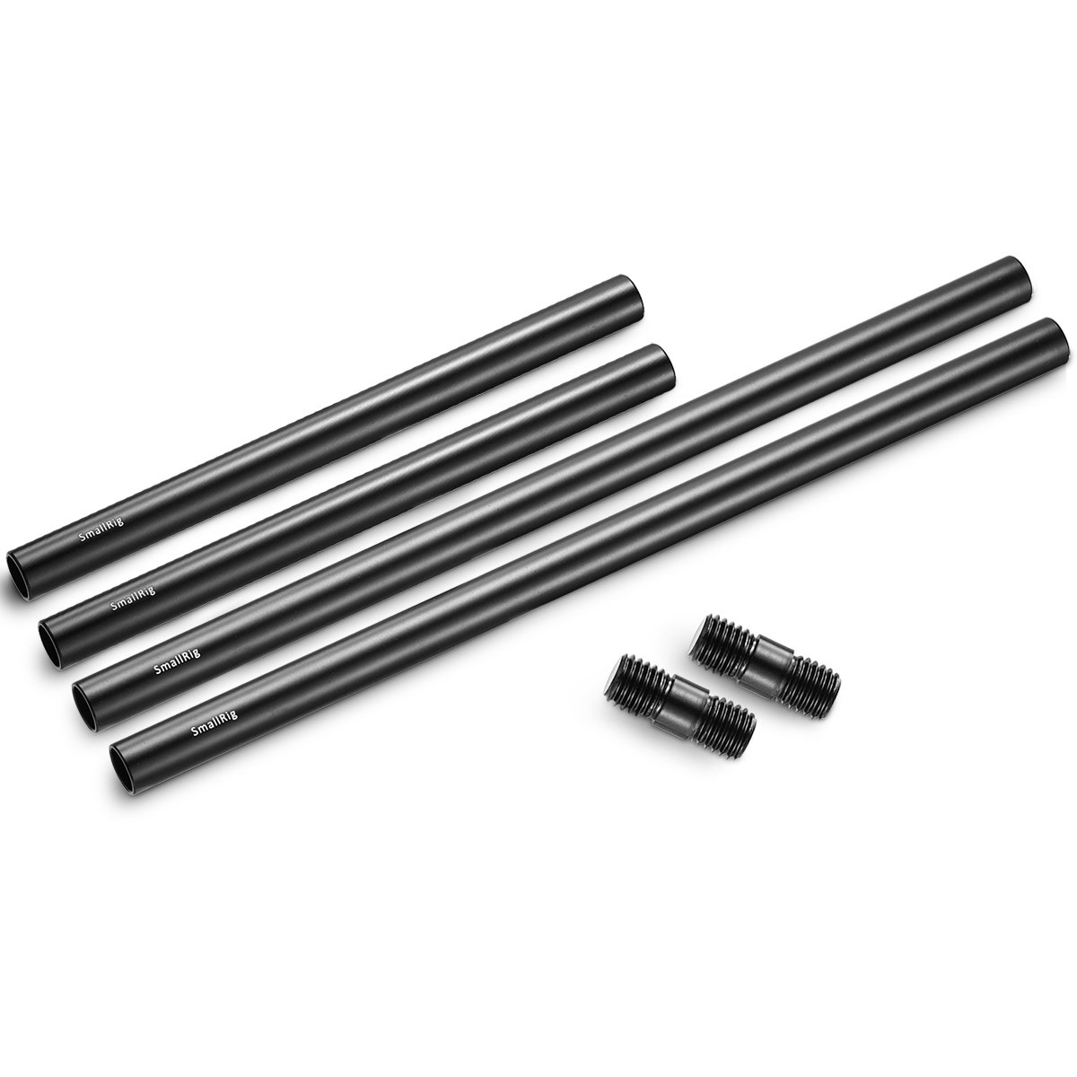 SMALLRIG 4PCS 15mm Rods Pack with 2PCS Threaded Rod Connectors, Come with 2 x 30cm(12") and 2 x 20cm(8") M12 Threaded 15mm Aluminum Rods - 1659