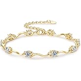 PROSTORY 4mm Moissanite Link Bracelet for Women, 3.0cttw D Color VVS1 925 Sterling Silver Adjustable Dainty 10-Stones Bracelets for Wife Mom Birthday Jewelry Gifts