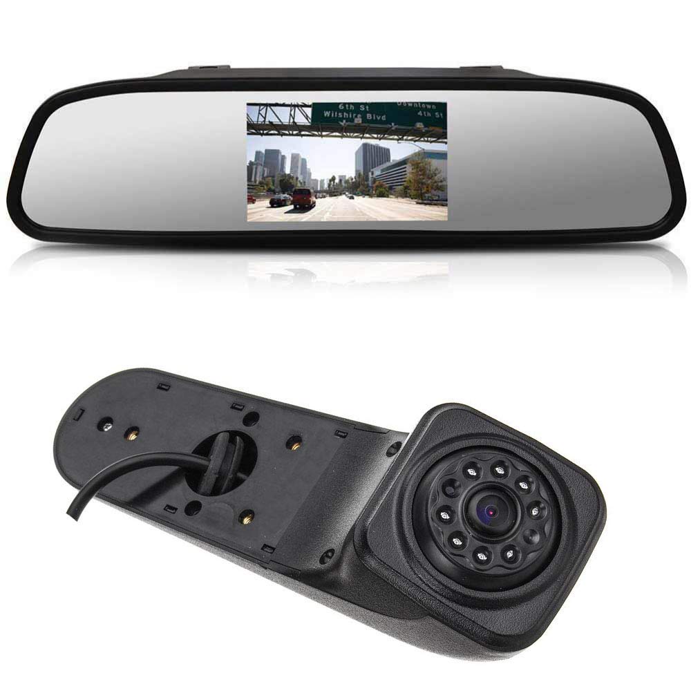 Car Third Roof Top Mount Brake Light Rear View Camera Night Vision Reverse Backup Camera+4.3" Rearview Mirror for VW Crafter 2017 modified transport vehicle