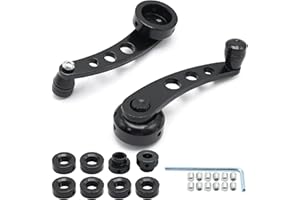 Hoypeyfiy Universal Aluminum Alloy Car Window Crank Handles with 8 Retaining Rings,Door Handle Axis Sizes of 3/8 7/16 Inch Ro