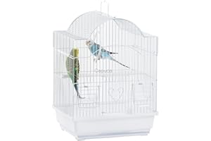 Capuca Small Bird Travel Cage-Lightweight Small Birds Starter Kit with Birdcages and Accessories Great for Parakeets Lovebirds Parrotlets Finches Canaries Removable Plastic Tray Include