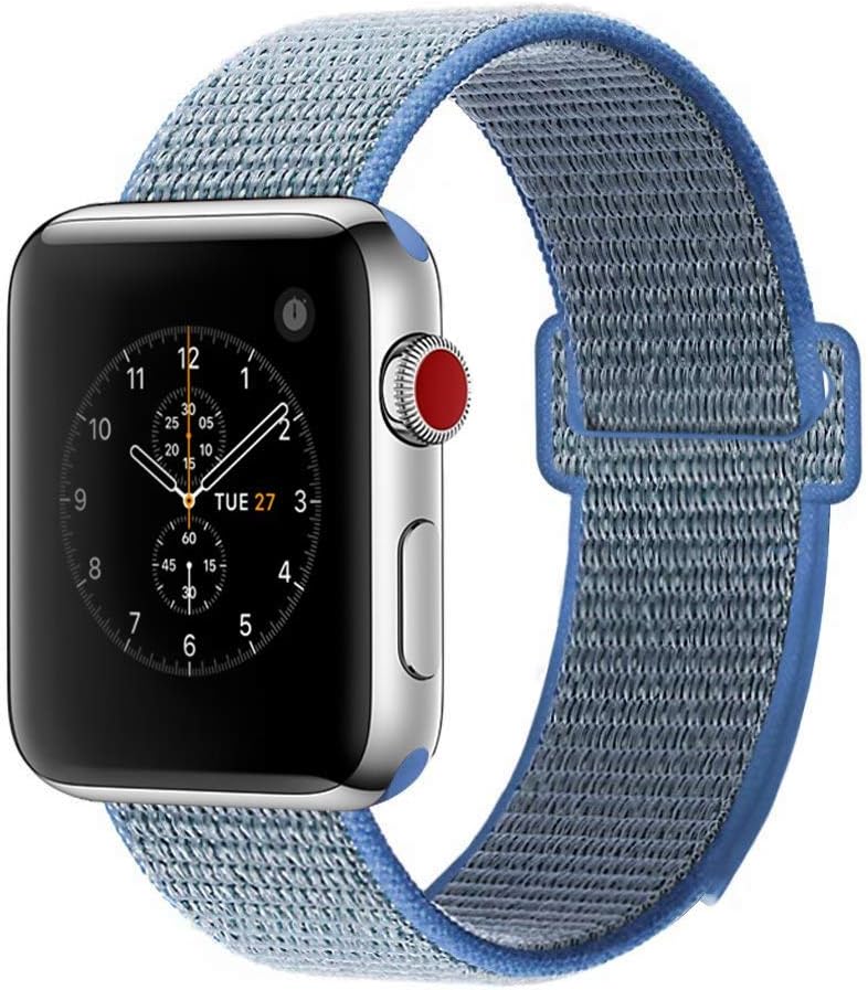 Bracelet Wristband Compatible with Apple Watch Band 38mm 40mm 42mm 44mm Soft Nylon Replacement for iwatch Series 4 3 2 1 (Lake Blue, 42/44mm)
