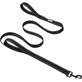 CLCKUMTU Heavy Duty Dog Leash with 2 Comfortable Padded Handles, 6 FT Traffic Handle Extra Control, Highly Reflective Threads Leash for Small/Medium/Large Dogs (Black)