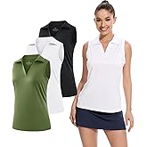 Xelky Sleeveless V Neck Polo Shirts for Women Quick Dry Collared Golf Shirts Athletic Lightweight Tennis Tank Tops