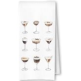 SkipTiger Espresso Martini Kitchen Towels, Gifts for Cocktail Lovers Dish Tea Towels for Kitchen Bar Cart Decor, Espresso Martini Lover Gifts Decorative Hand Towel for Bartender, 16x24 Inches