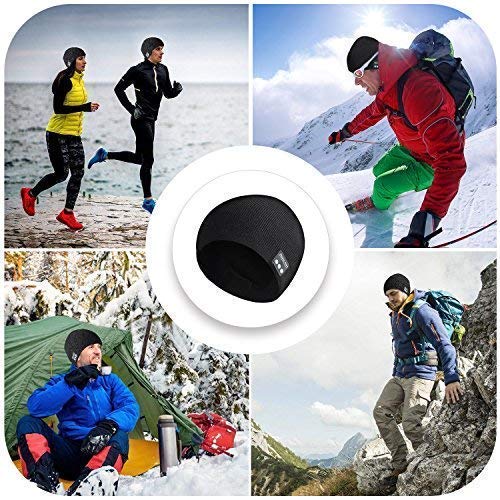 Stretchy Bluetooth Beanie Music Knitting Winter Hat Wireless Smart Men & Women Fasion Caps with Stereo Headset Fit for Outdoor/Indoor Sports Best as (Black 1#)