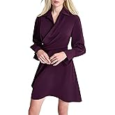 DKNY Womens Long Sleeve Surplice Neck Mini Faux Wrap Dress