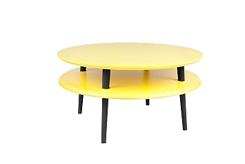Ragaba Ufo Gelb Runder Couchtisch Schwarze Beine Aus Holz