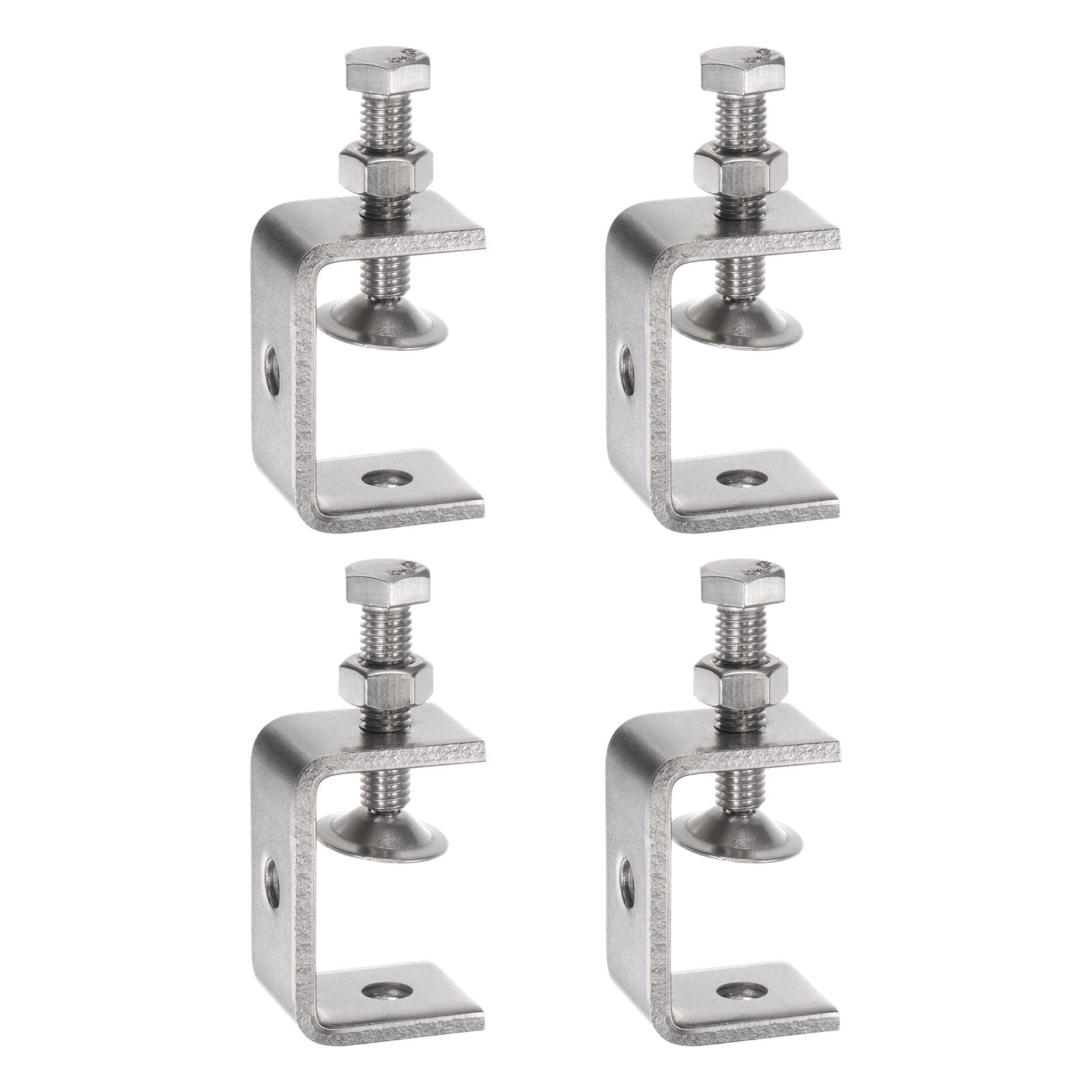 uxcell 4Pcs Stainless Steel C Clamps 1 7/8" Wide Jaw Opening Metal U Clamp for Woodworking Welding Building Household Mounting