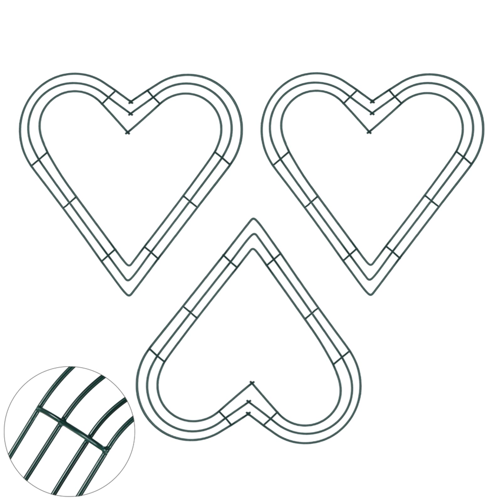 Mienocol 3Pack 12Inch Green Christmas Wire Wreath Frame Heart Metal Wreath Frame Making Wire Wreath Form Flower Wreath Frames for DIY Floral Crafts Xmas New Year Door/Wall Decor Wreath Supplies…