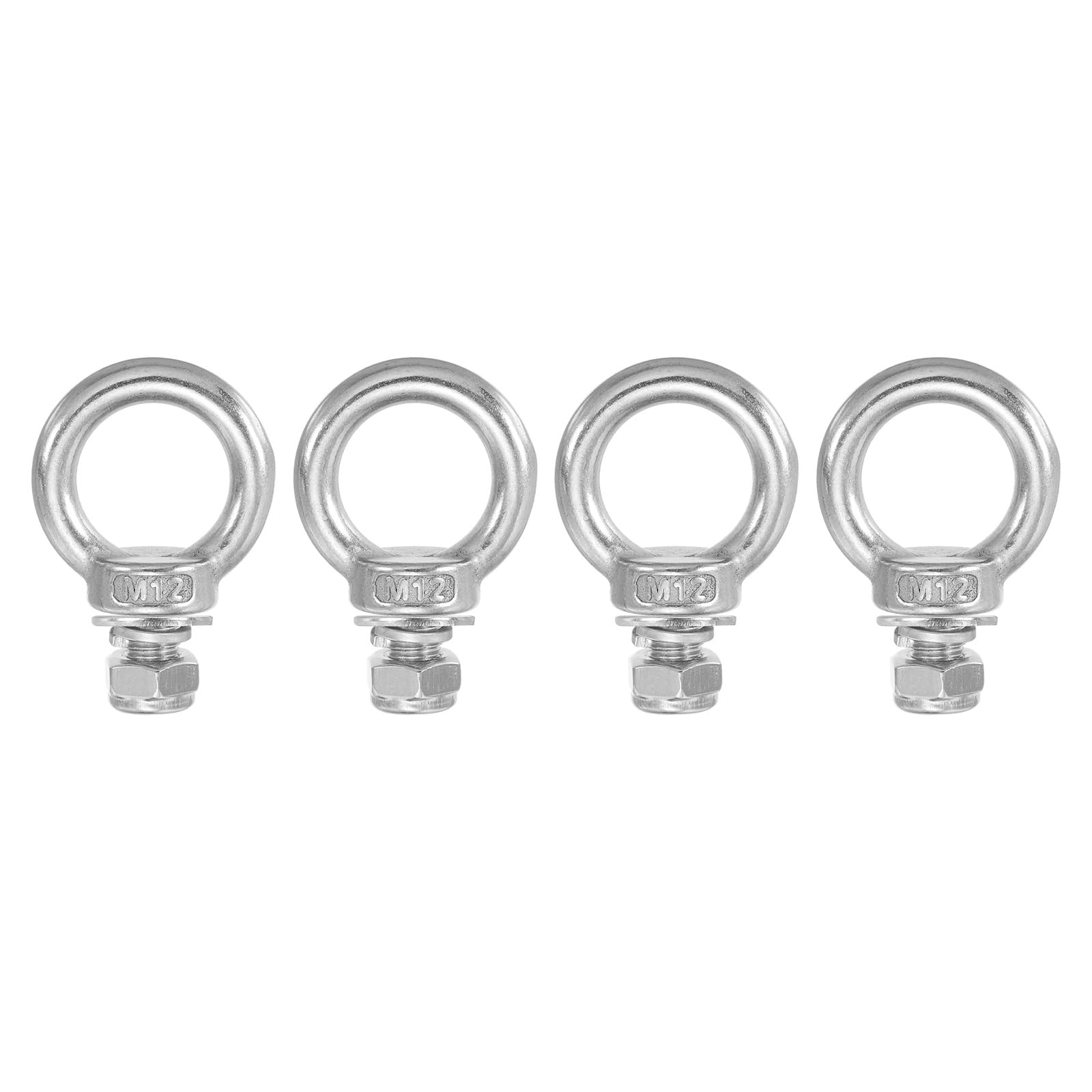PATIKIL Lifting Shoulder Eye Bolts, M10x20 304 Stainless Steel Male Thread with Hex Screw Nut Gasket Flat Washer for Hanging Securing Chain Wire Rope, 4 Sets