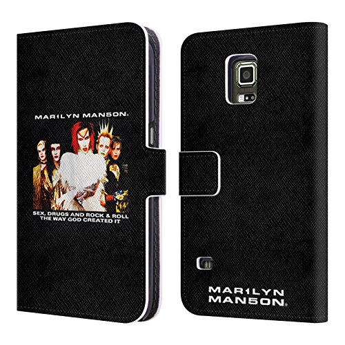 Official Marilyn Manson Sex Drugs And Rock & Roll Key Art Leather Book Wallet Case Cover For Samsung Galaxy S5 Active