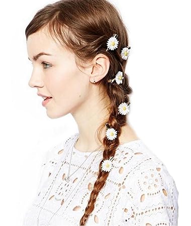 Amazon Com 1set 6pcs White Little Daisy Flower Hair Tie Hair