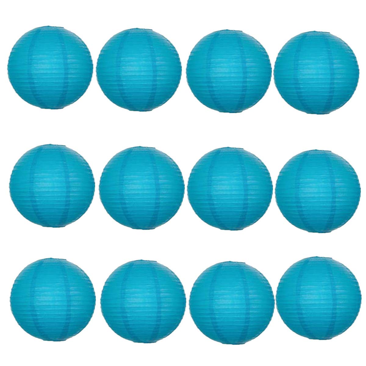 A Liittle Tree 12 PCs Round Paper Lanterns Wedding Party Christmas New Year (Blue, 10")