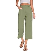 FUNYYZO Women Summer Capri Pants Trousers Pants Drawstring Waist Wide Leg Casual Loose Fit Dressy Pants
