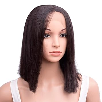 Amazon Com Zhen Show 14 Inch Straight Black Synthetic Wig For